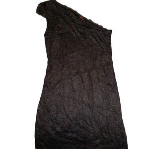Sofia Vergara Women’s One Shoulder Dress Black Lace Asymmetrical Formal Sz. L